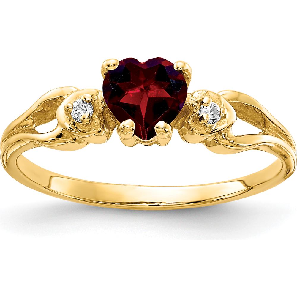 14K Yellow Gold Ring with 0.55 Carat Heart-Shaped Garnet and 0.02 Carat Round Diamonds by Monteluci Fine Jewelry
