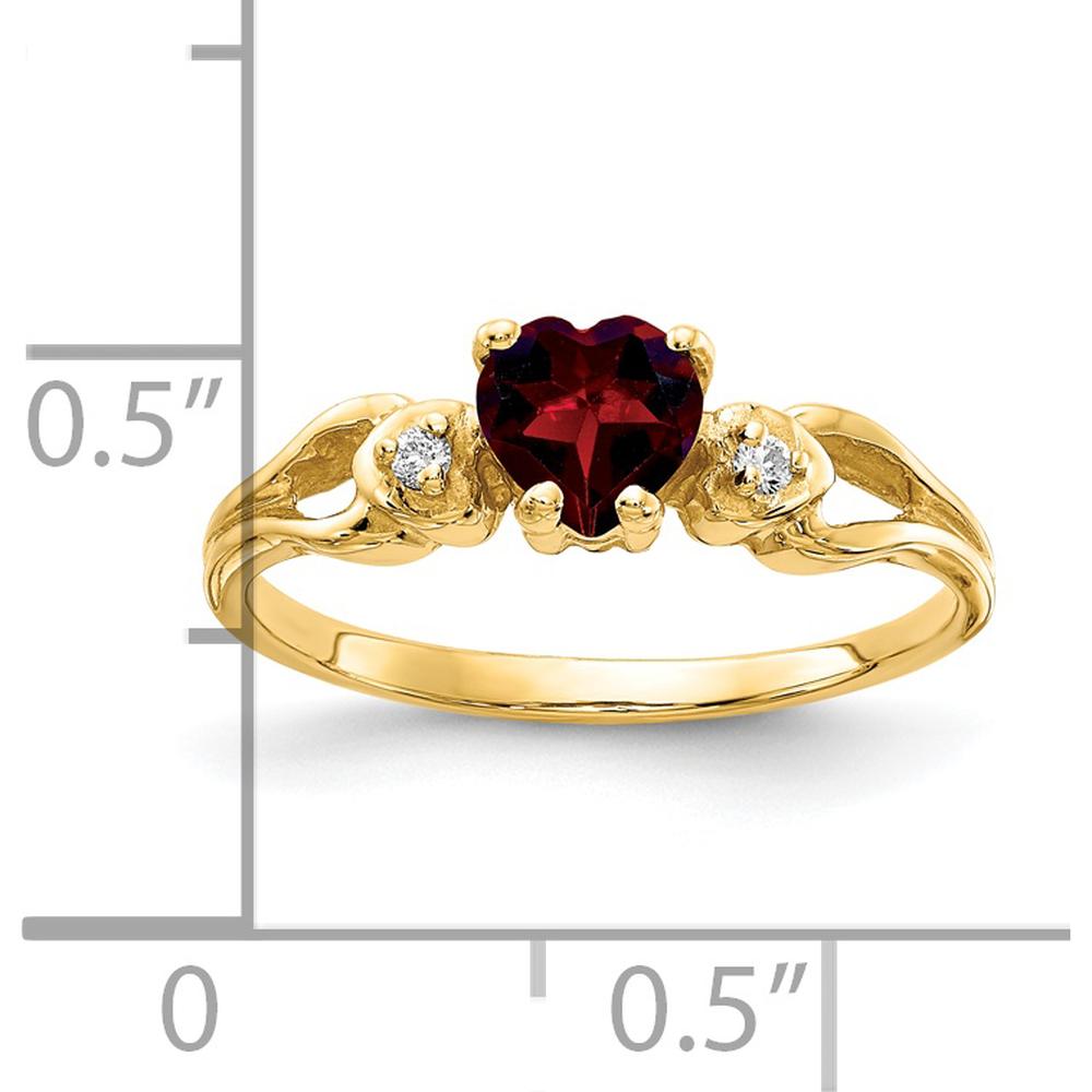 14K Yellow Gold Ring with 0.55 Carat Heart-Shaped Garnet and 0.02 Carat Round Diamonds by Monteluci Fine Jewelry