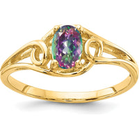 14K Yellow Gold Ring with 0.57 Carat Oval Mystic Fire Topaz by Monteluci Fine Jewelry