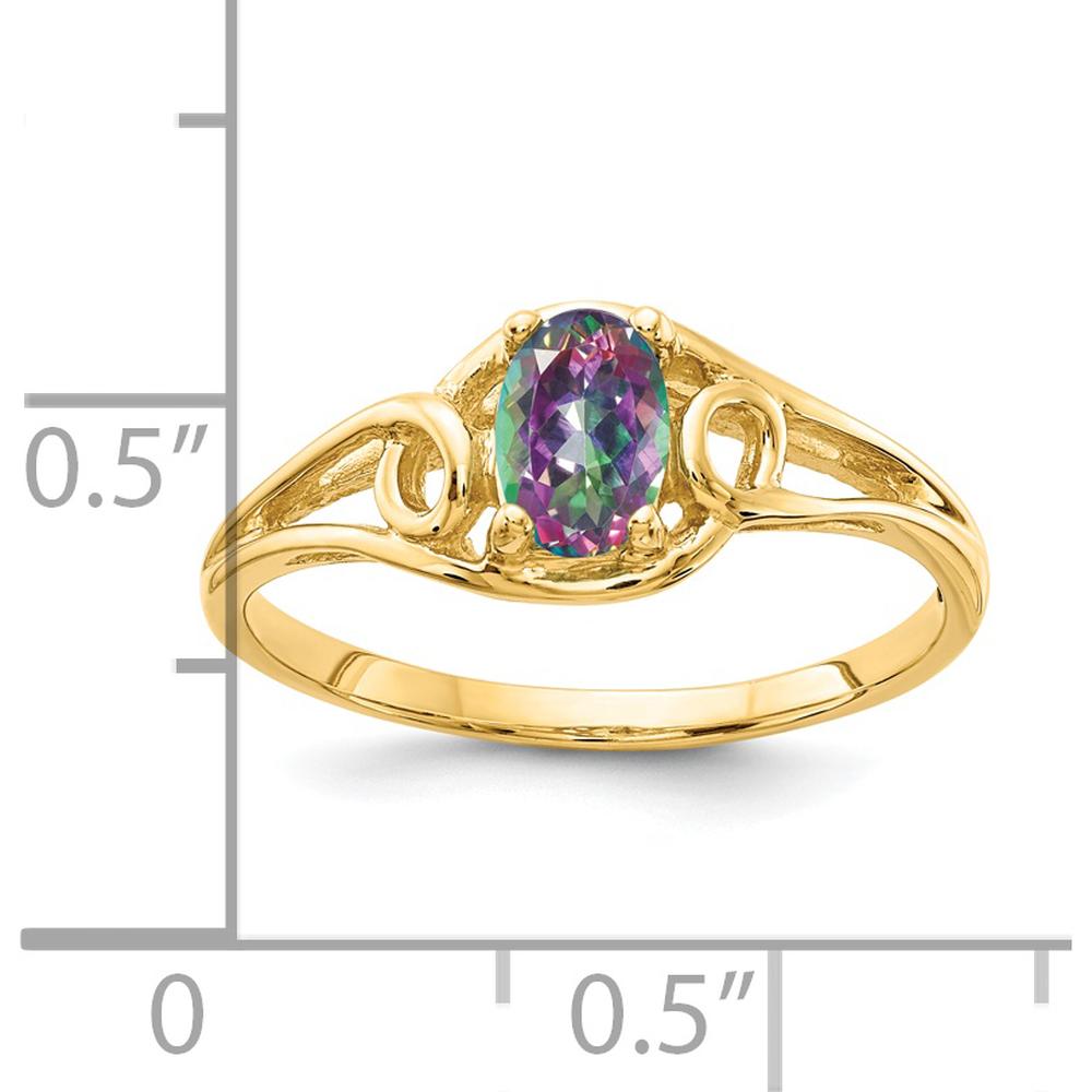 14K Yellow Gold Ring with 0.57 Carat Oval Mystic Fire Topaz by Monteluci Fine Jewelry