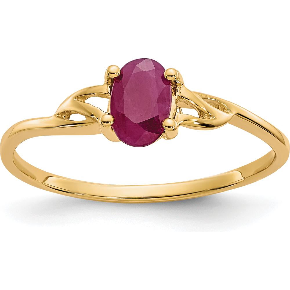 14K Yellow Gold Ring with 0.63 Carat Oval Ruby in Four-Prong Split Shank Setting by Oro Pregiato