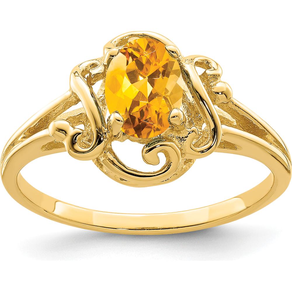 14K Yellow Gold Ring with 0.80 Carat Oval Natural Citrine Gemstone by Monteluci Fine Jewelry