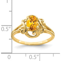 14K Yellow Gold Ring with 0.80 Carat Oval Natural Citrine Gemstone by Monteluci Fine Jewelry
