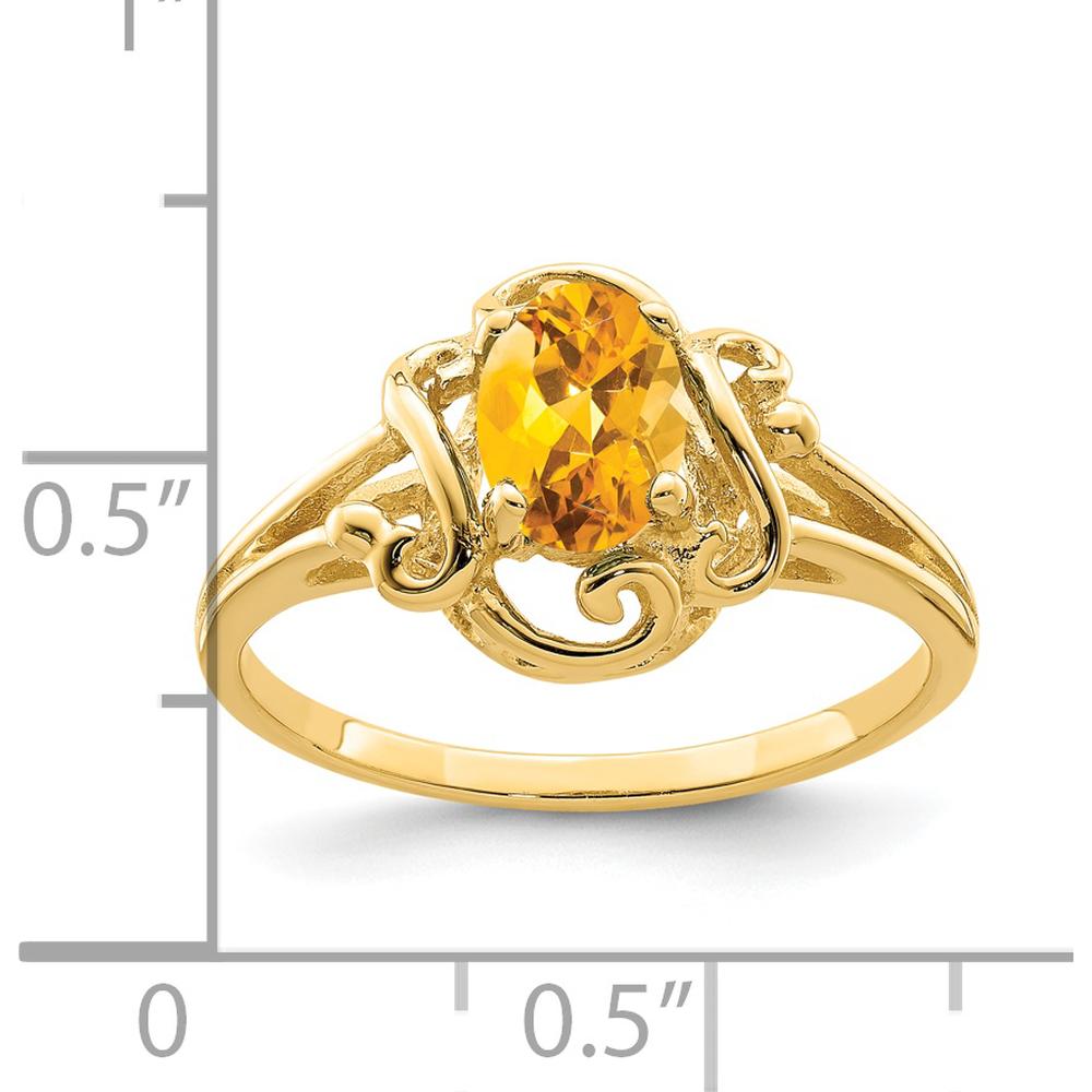 14K Yellow Gold Ring with 0.80 Carat Oval Natural Citrine Gemstone by Monteluci Fine Jewelry