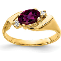 14K Yellow Gold Ring with 1.05 Carat Oval Rhodolite Garnet and 0.028 Carat Round Diamonds by Monteluci Fine Jewelry