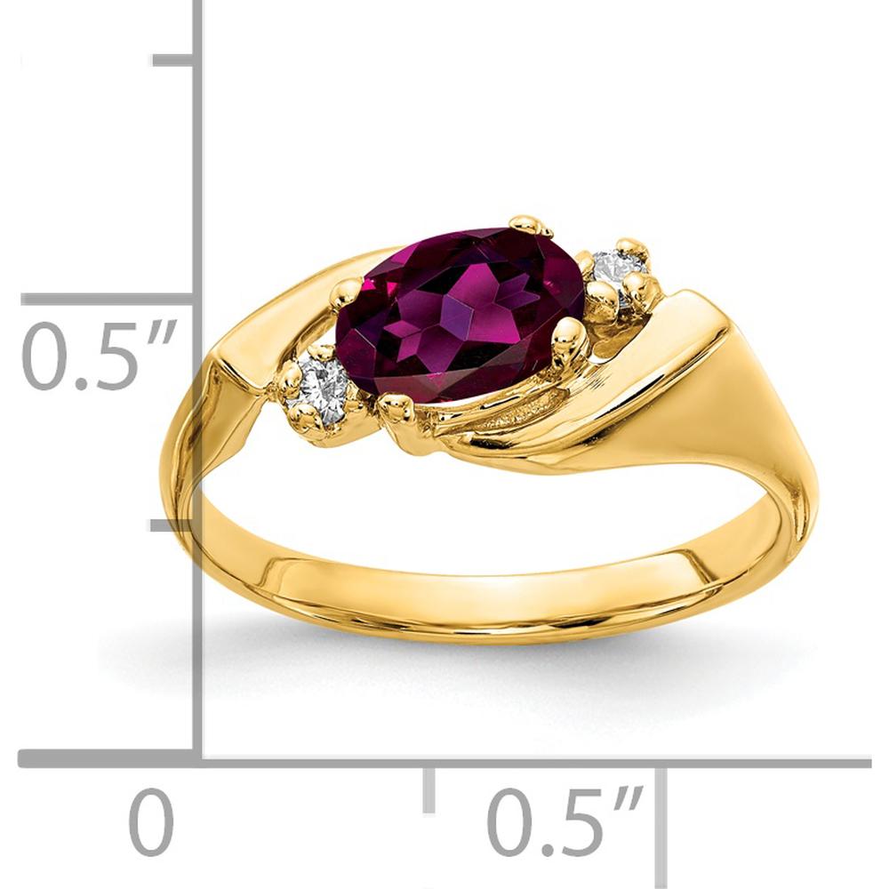 14K Yellow Gold Ring with 1.05 Carat Oval Rhodolite Garnet and 0.028 Carat Round Diamonds by Monteluci Fine Jewelry