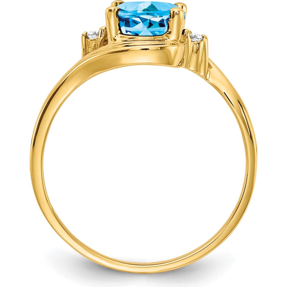 14K Yellow Gold Ring with 1.35 Carat Oval Swiss Blue Topaz and 0.017 Carat Round Diamonds by Monteluci Fine Jewelry