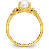 14K Yellow Gold Ring with 1.73 Carat Button Pearl and 0.008 Carat Natural Diamonds by 0