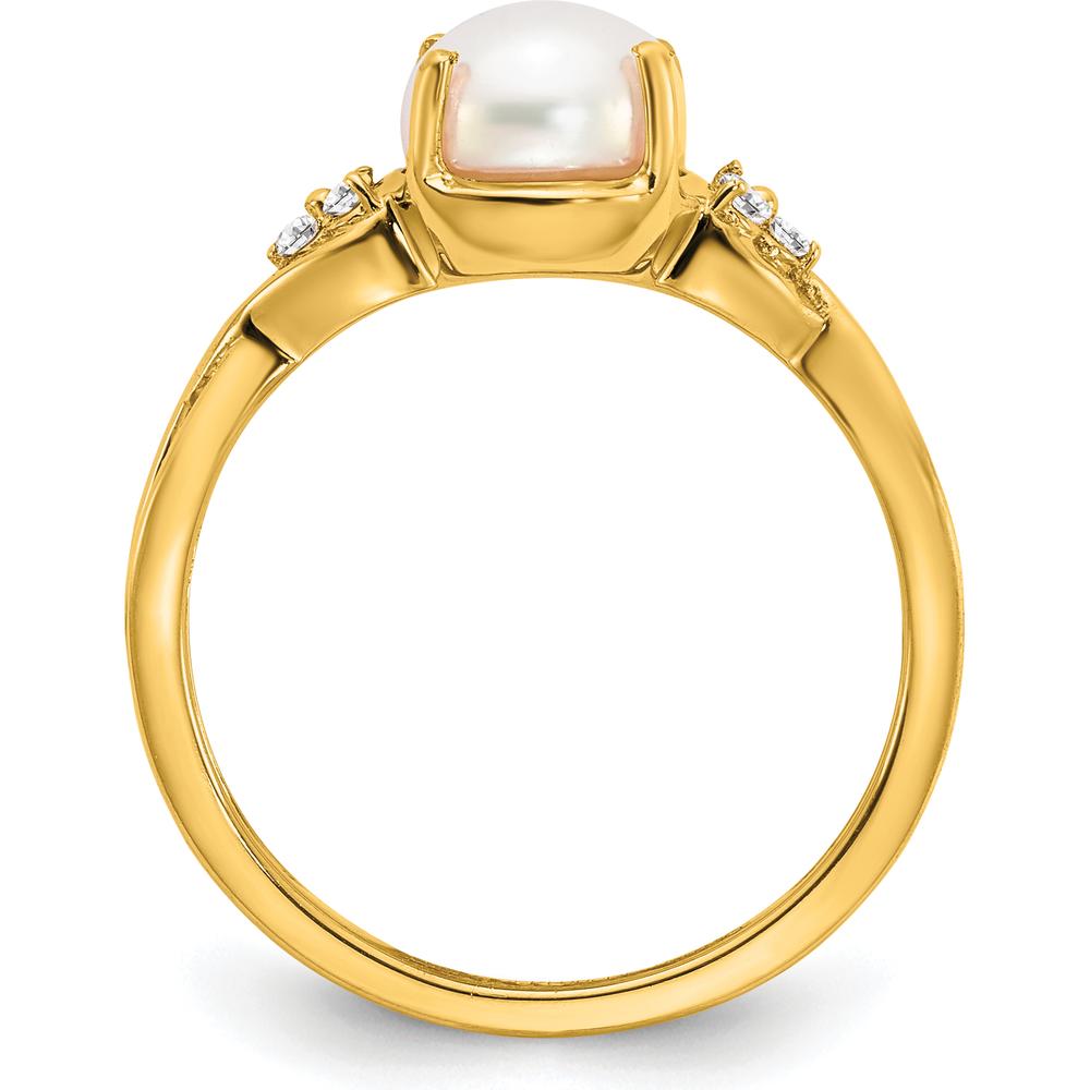 14K Yellow Gold Ring with 1.73 Carat Button Pearl and 0.008 Carat Natural Diamonds by 0