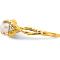 14K Yellow Gold Ring with 1.73 Carat Button Pearl and 0.008 Carat Natural Diamonds by 0