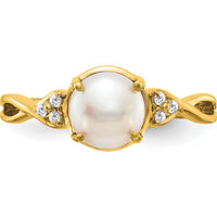 14K Yellow Gold Ring with 1.73 Carat Button Pearl and 0.008 Carat Natural Diamonds by 0