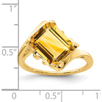 14K Yellow Gold Ring with 10x8mm Emerald-Cut Natural Citrine - 2.95 Carat Gemstone by Monteluci Fine Jewelry