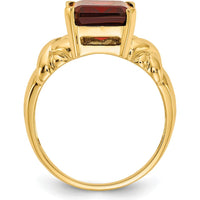 14K Yellow Gold Ring with 11x9mm Emerald Cut Natural Garnet - 5.3 Carat Gemstone by Monteluci Fine Jewelry
