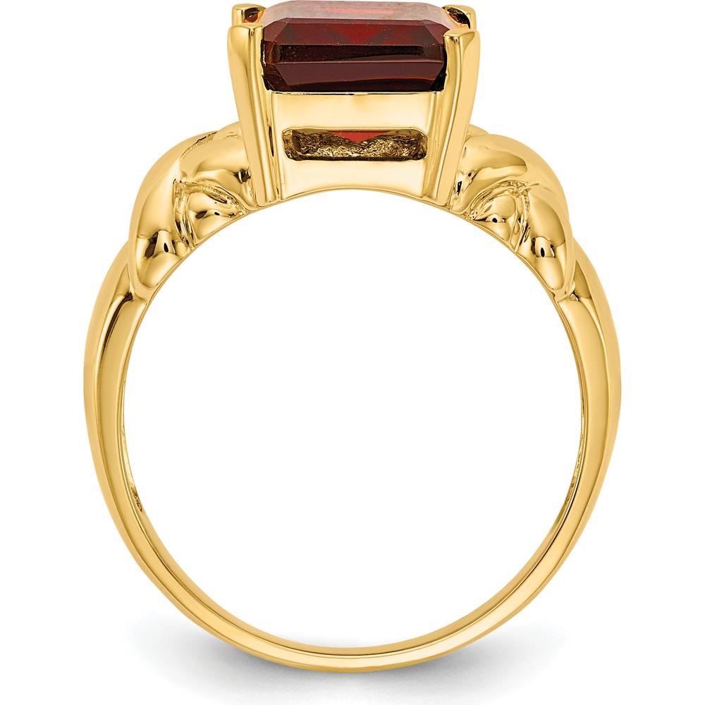 14K Yellow Gold Ring with 11x9mm Emerald Cut Natural Garnet - 5.3 Carat Gemstone by Monteluci Fine Jewelry