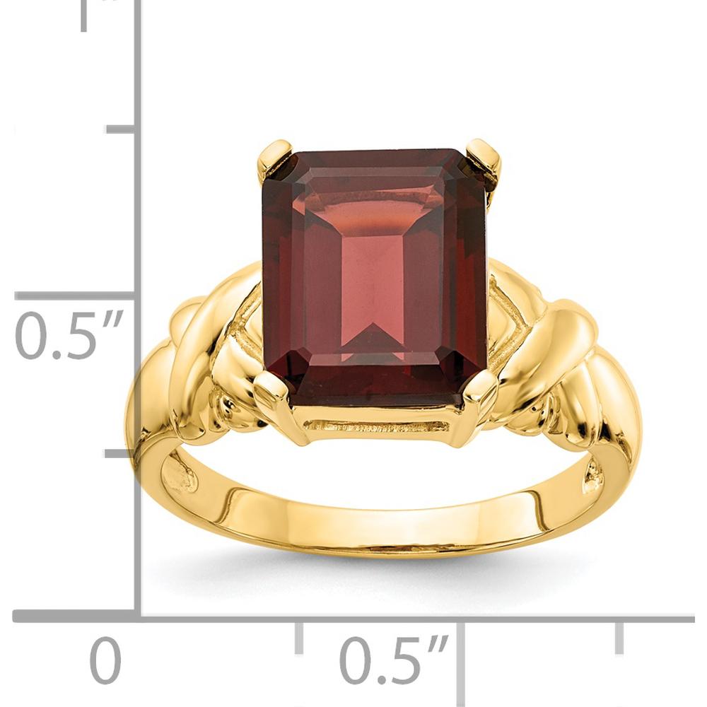 14K Yellow Gold Ring with 11x9mm Emerald Cut Natural Garnet - 5.3 Carat Gemstone by Monteluci Fine Jewelry