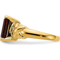14K Yellow Gold Ring with 11x9mm Emerald Cut Natural Garnet - 5.3 Carat Gemstone by Monteluci Fine Jewelry