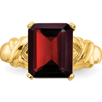 14K Yellow Gold Ring with 11x9mm Emerald Cut Natural Garnet - 5.3 Carat Gemstone by Monteluci Fine Jewelry