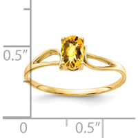 14K Yellow Gold Ring with 6x4mm Oval Checkerboard Cut Citrine - 0.48 Carat Total Weight by Monteluci Fine Jewelry
