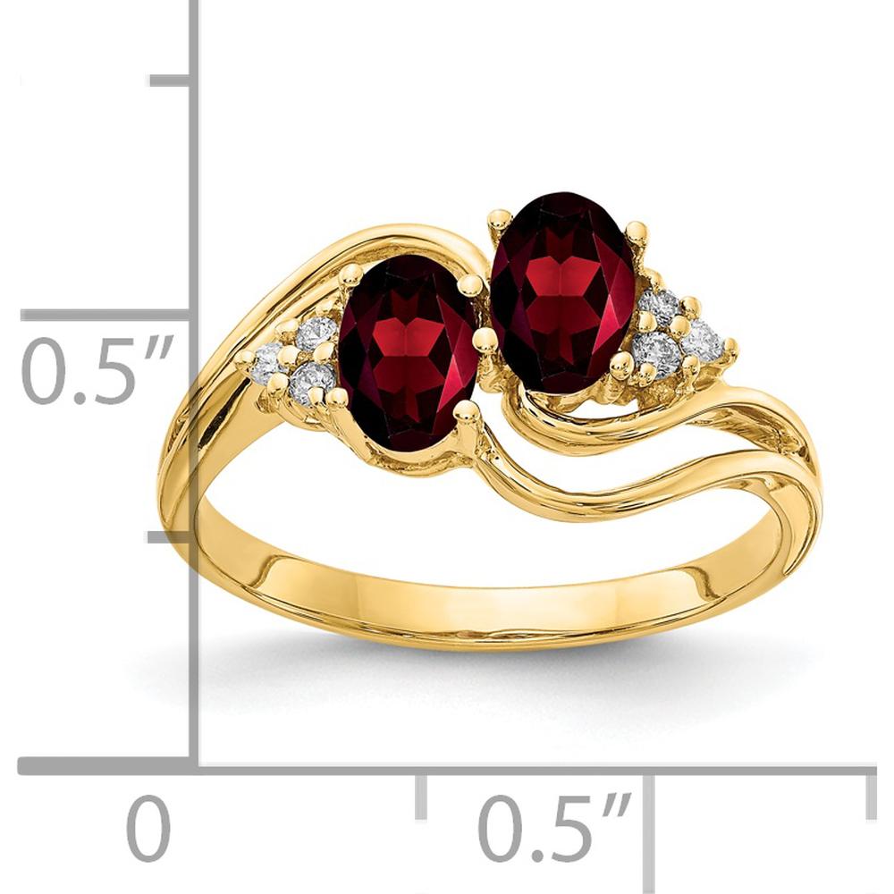 14K Yellow Gold Ring with 6x4mm Oval Garnets and Round Diamond Accents - 1.20 Carat Total Gem Weight by Monteluci Fine Jewelry