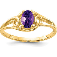 14K Yellow Gold Ring with 6x4mm Oval Natural Amethyst - 0.42 Carat Total Gem Weight by Monteluci Fine Jewelry