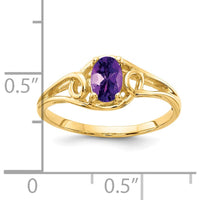 14K Yellow Gold Ring with 6x4mm Oval Natural Amethyst - 0.42 Carat Total Gem Weight by Monteluci Fine Jewelry
