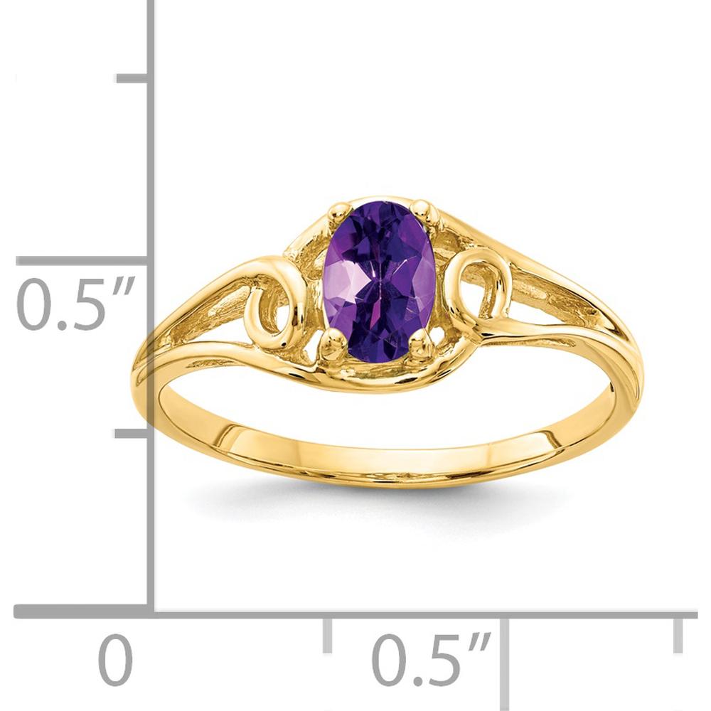 14K Yellow Gold Ring with 6x4mm Oval Natural Amethyst - 0.42 Carat Total Gem Weight by Monteluci Fine Jewelry