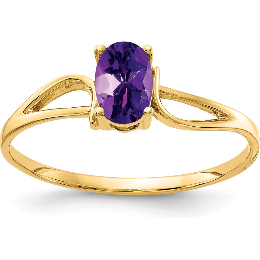 14K Yellow Gold Ring with 6x4mm Oval Natural Amethyst - 0.42 Carat Total Gemstone Weight by Monteluci Fine Jewelry
