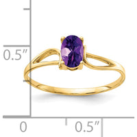 14K Yellow Gold Ring with 6x4mm Oval Natural Amethyst - 0.42 Carat Total Gemstone Weight by Monteluci Fine Jewelry