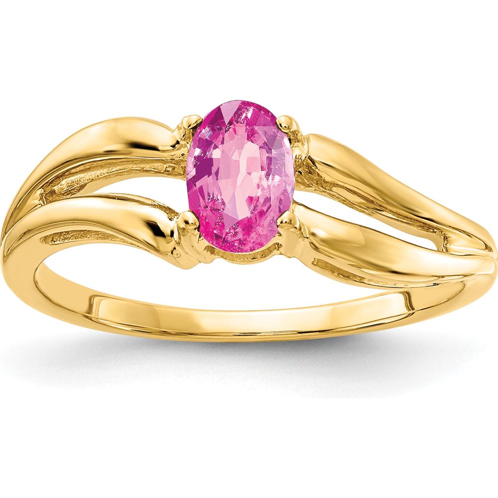 14K Yellow Gold Ring with 6x4mm Oval Pink Sapphire - 0.60 Carat Natural Faceted Gemstone by Monteluci Fine Jewelry