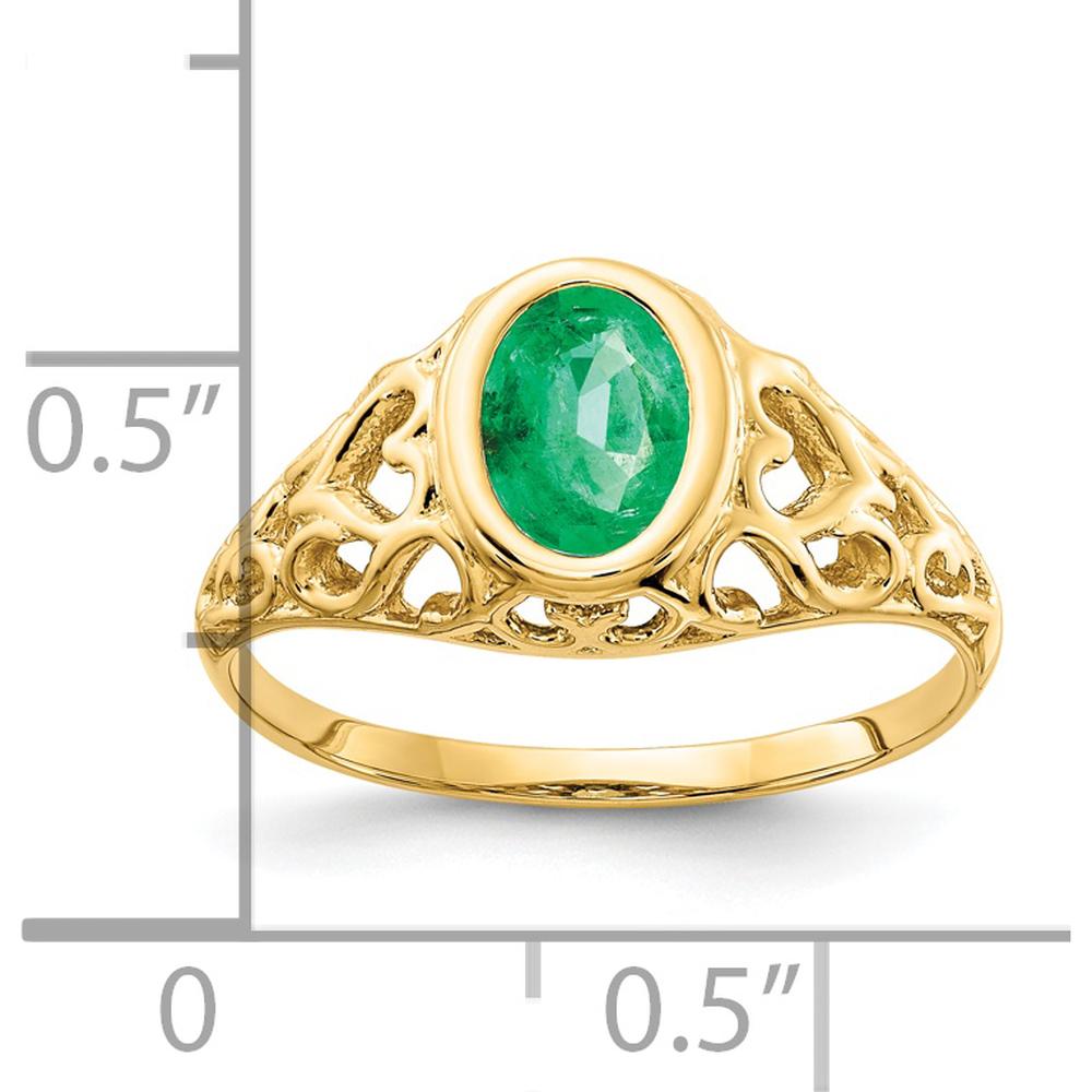 14K Yellow Gold Ring with 7x5mm Faceted Oval Emerald - 0.78 Carat Natural Emerald by Monteluci Fine Jewelry