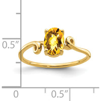 14K Yellow Gold Ring with 7x5mm Oval Checkerboard-Cut Citrine - 0.85 Carat by Monteluci Fine Jewelry
