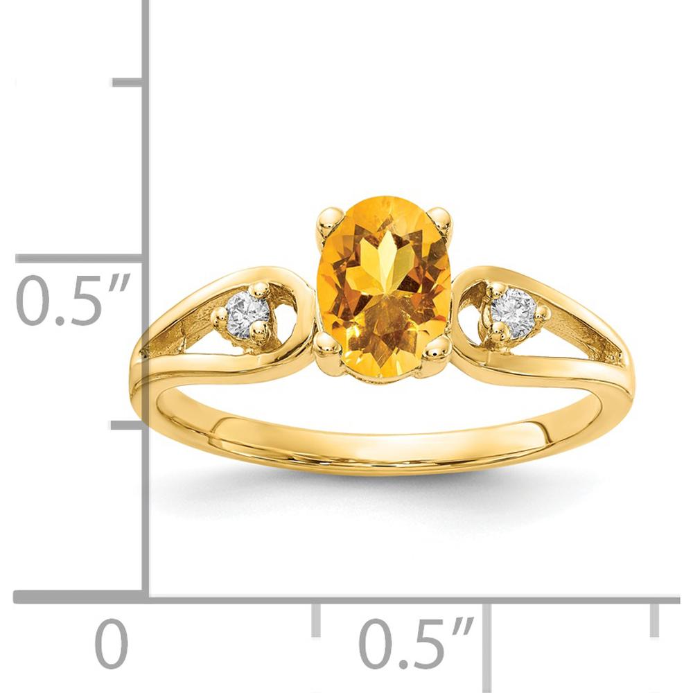 14K Yellow Gold Ring with 7x5mm Oval Citrine and 0.05 Carat Round Diamonds by Monteluci Fine Jewelry