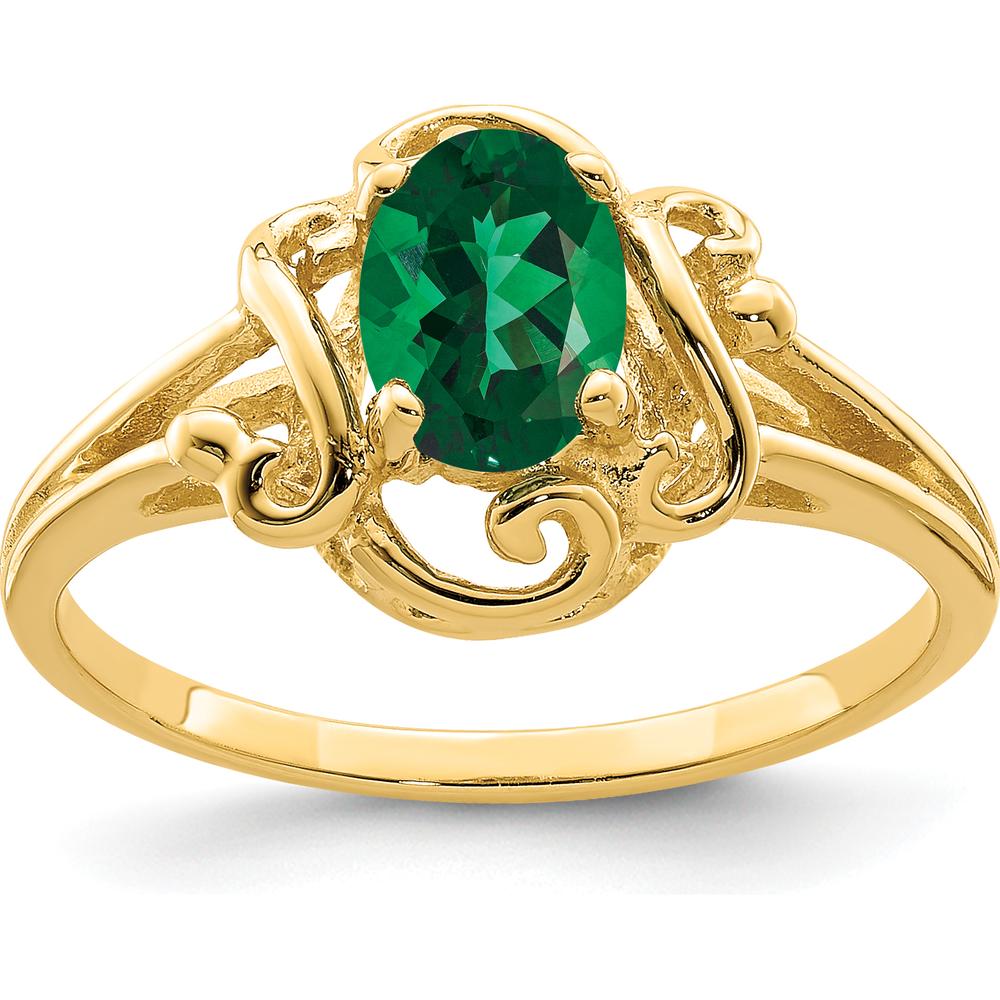 14K Yellow Gold Ring with 7x5mm Oval Helenite Gemstone - 1.00 Carat Total Weight by Monteluci Fine Jewelry