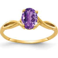 14K Yellow Gold Ring with 7x5mm Oval Natural Amethyst - 0.75 Carat Total Gem Weight by Monteluci Fine Jewelry