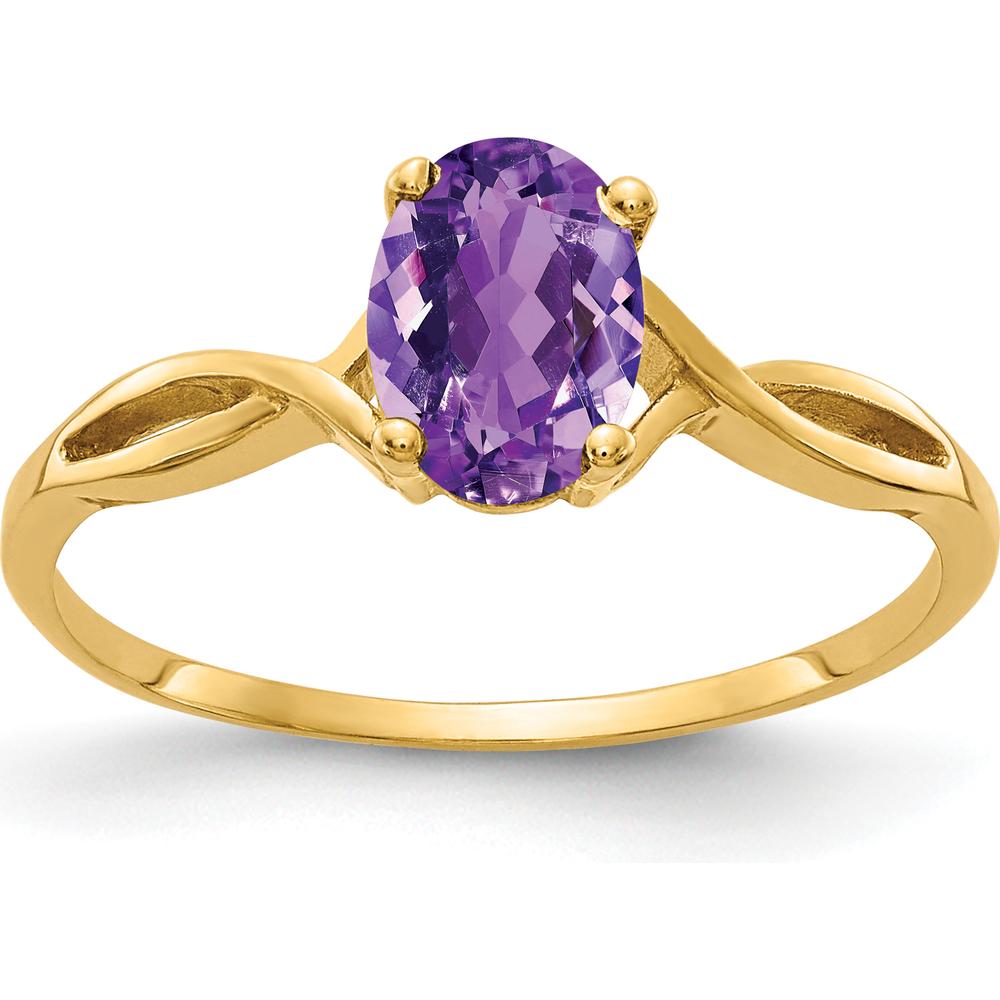 14K Yellow Gold Ring with 7x5mm Oval Natural Amethyst - 0.75 Carat Total Gem Weight by Monteluci Fine Jewelry
