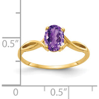 14K Yellow Gold Ring with 7x5mm Oval Natural Amethyst - 0.75 Carat Total Gem Weight by Monteluci Fine Jewelry