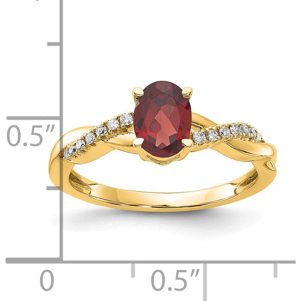14K Yellow Gold Ring with 7x5mm Oval Natural Garnet and Diamond Accents - January Birthstone by 0