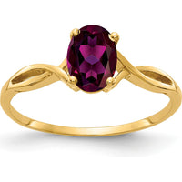 14K Yellow Gold Ring with 7x5mm Oval Natural Rhodolite Garnet - 1.05 Carat Gemstone Weight by Monteluci Fine Jewelry