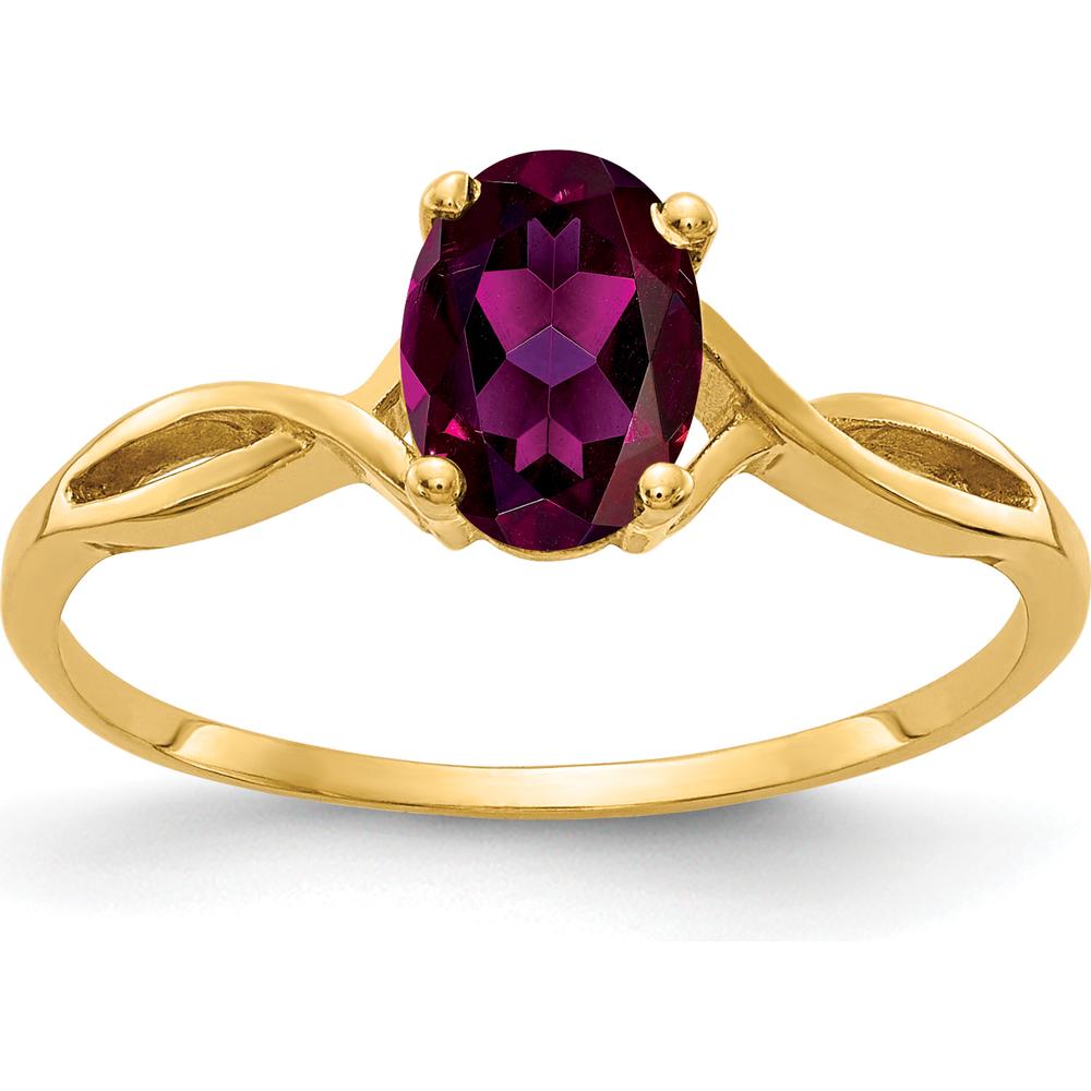14K Yellow Gold Ring with 7x5mm Oval Natural Rhodolite Garnet - 1.05 Carat Gemstone Weight by Monteluci Fine Jewelry
