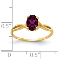 14K Yellow Gold Ring with 7x5mm Oval Natural Rhodolite Garnet - 1.05 Carat Gemstone Weight by Monteluci Fine Jewelry
