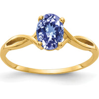 14K Yellow Gold Ring with 7x5mm Oval Natural Tanzanite - 0.86 Carat Total Gem Weight by Monteluci Fine Jewelry