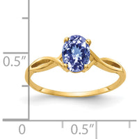 14K Yellow Gold Ring with 7x5mm Oval Natural Tanzanite - 0.86 Carat Total Gem Weight by Monteluci Fine Jewelry