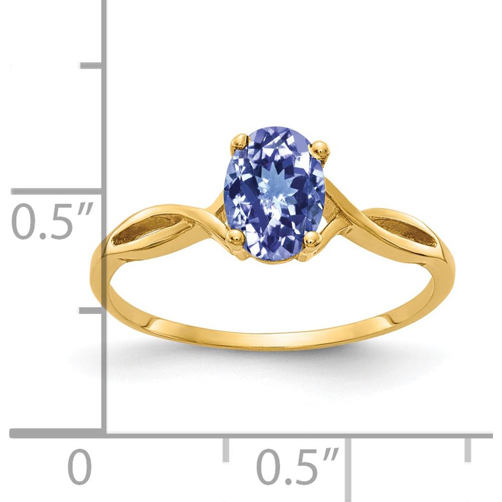 14K Yellow Gold Ring with 7x5mm Oval Natural Tanzanite - 0.86 Carat Total Gem Weight by Monteluci Fine Jewelry