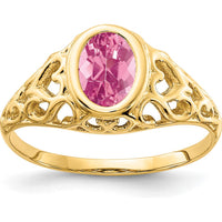 14K Yellow Gold Ring with 7x5mm Oval Pink Tourmaline - 0.7 Carat Natural AA Quality Stone by Monteluci Fine Jewelry