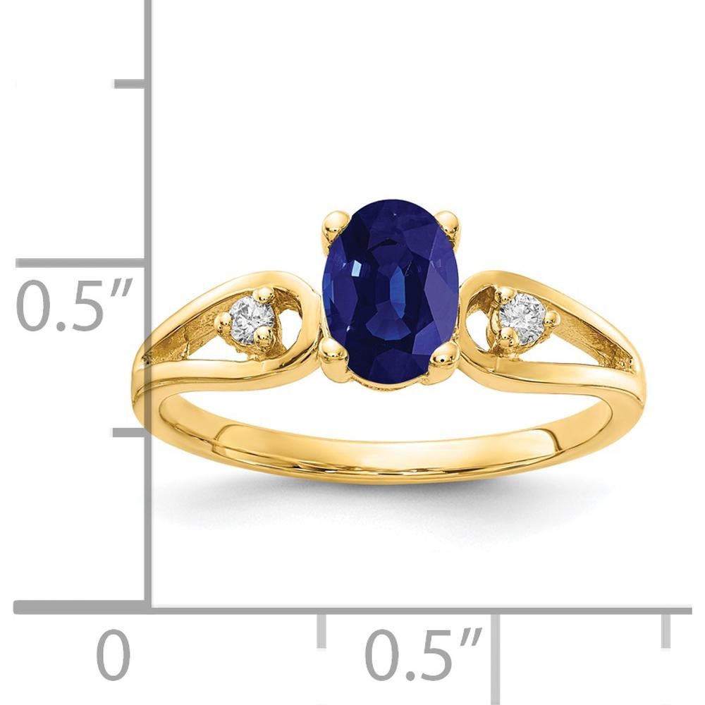 14K Yellow Gold Ring with 7x5mm Oval Sapphire and Round Diamond Accents - 1.075 Carat Total Gem Weight by Monteluci Fine Jewelry