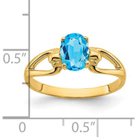 14K Yellow Gold Ring with 7x5mm Oval Swiss Blue Topaz - 1.00 Carat Natural Gemstone by Monteluci Fine Jewelry