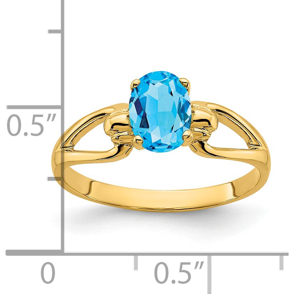 14K Yellow Gold Ring with 7x5mm Oval Swiss Blue Topaz - 1.00 Carat Natural Gemstone by Monteluci Fine Jewelry