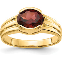 14K Yellow Gold Ring with 8x6mm Natural Oval Garnet - 1.40 Carat by Monteluci Fine Jewelry
