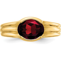 14K Yellow Gold Ring with 8x6mm Natural Oval Garnet - 1.40 Carat by Monteluci Fine Jewelry