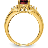 14K Yellow Gold Ring with 8x6mm Oval Garnet and 0.09 Carat Total Round Diamond Accents by Monteluci Fine Jewelry